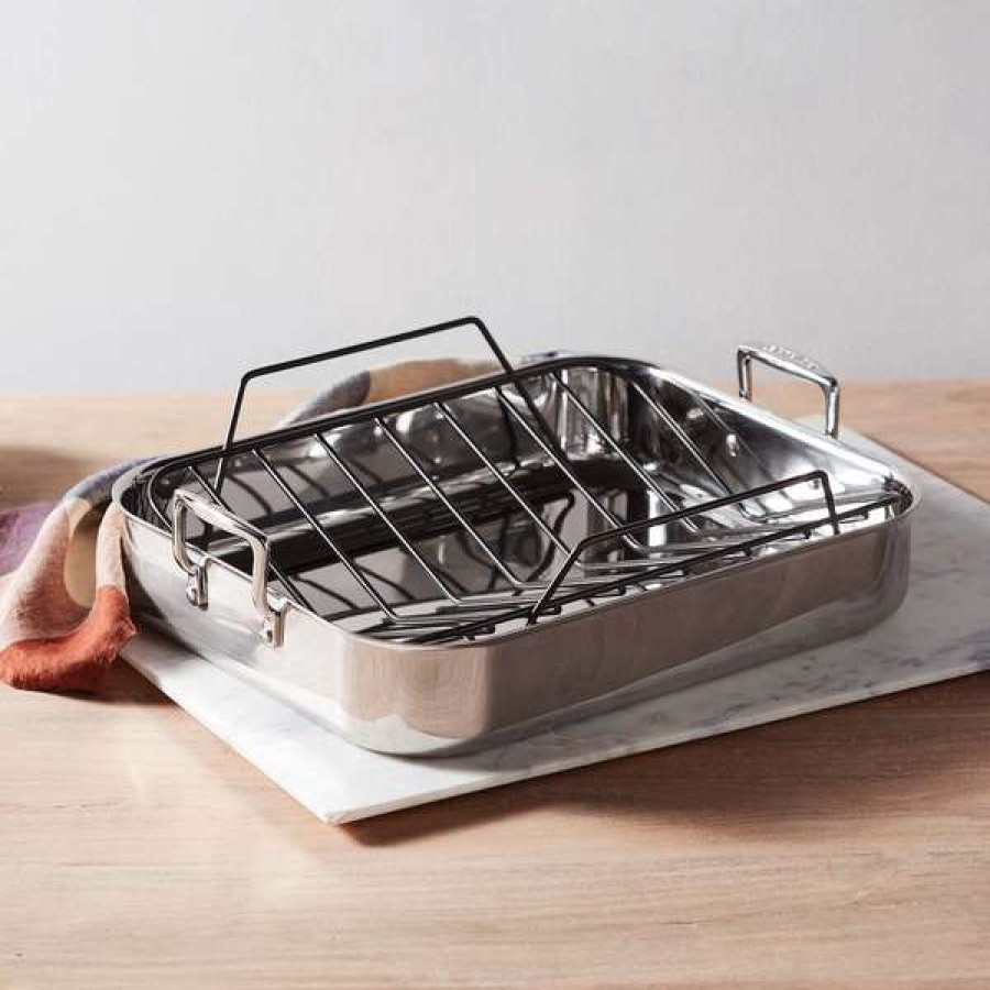 Hot Selling Le Creuset Nonstick Stainless Steel Roasting Pan With Rack, 14 X 10 | * Online