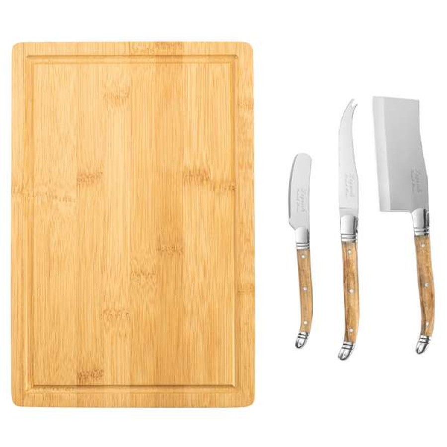 Reliable Quality French Home Connoisseur Olive Wood Cheese Knives And Bamboo Cheese Board | * New