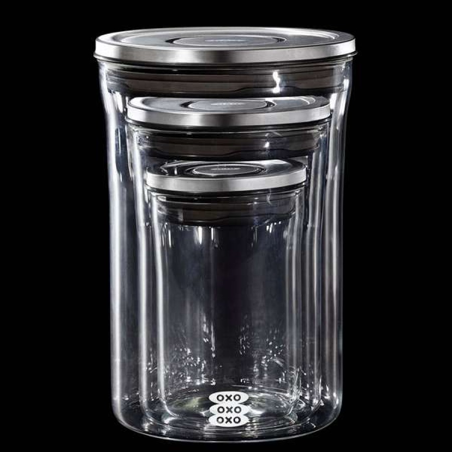 Free Delivery Oxo Steel 3-Piece Glass Pop Container Set | * Clearance