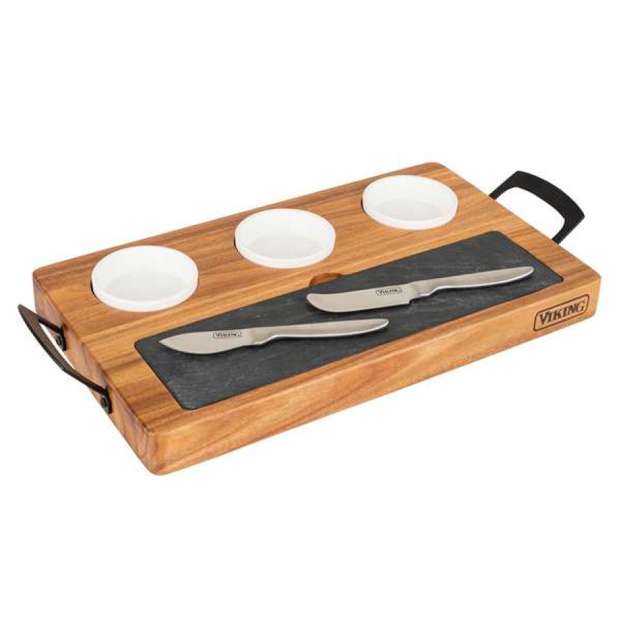 Excellent Quality Viking Acacia And Slate Cheese Board, Set Of 7 | * Best